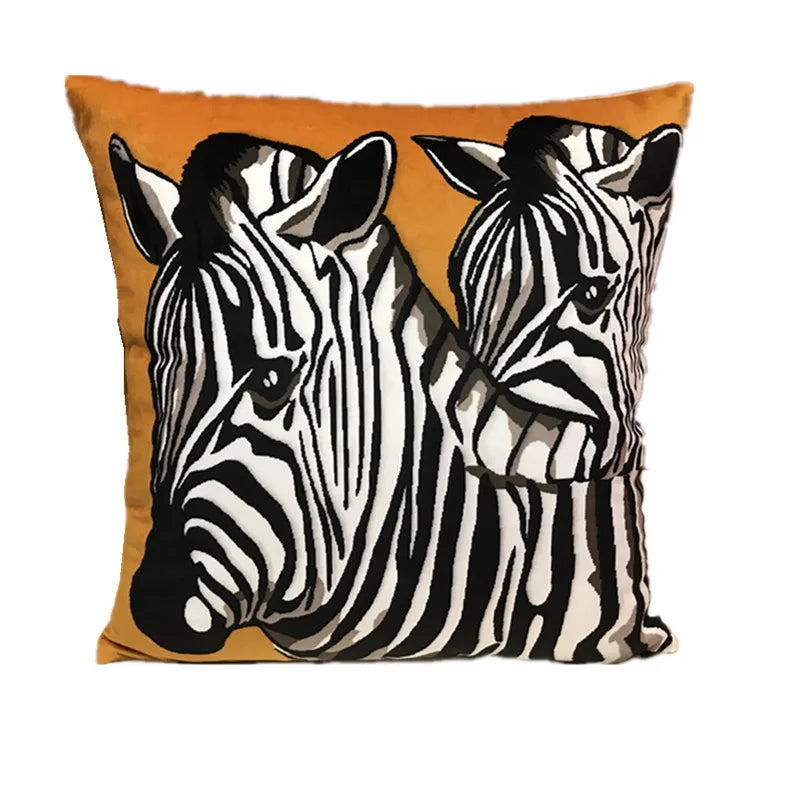 Modern Nordic Style Square Velvet Pillow Covers Soft Polyester Filled Removable Washable Woven Animal/Solid Pattern Decor