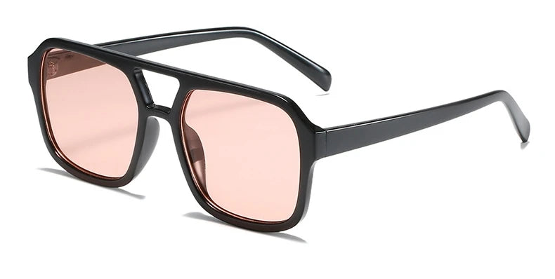 Retro Square Sunglasses Women Men 2025 New Trends Double Beam Yellow Big Sun Glasses Female Oversized Eyewear Shades UV400