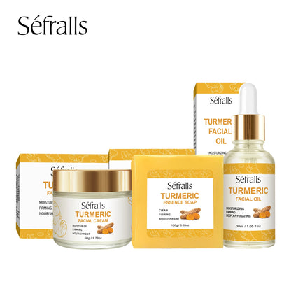 Sefralls Turmeric Face Care Trio With Cream Serum For All Skin Types