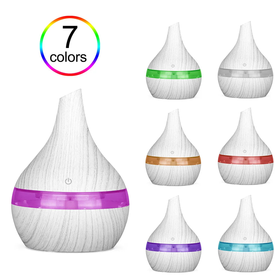 300ml Humidifier Electric Aroma Air Diffuser Wood Ultrasonic Air Humidifier Essential Oil Aromatherapy Cool Mist Maker For Home