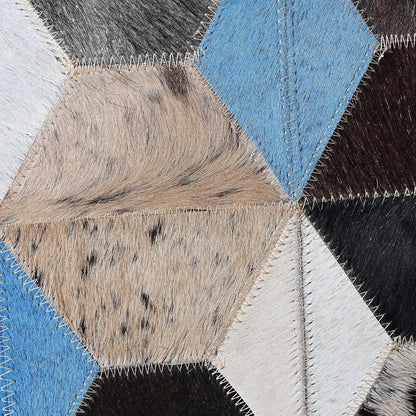 100% Cotton Canvas Cushion Covers Handmade Cowhide Leather Patchwork Lining Square 18\"x18\"