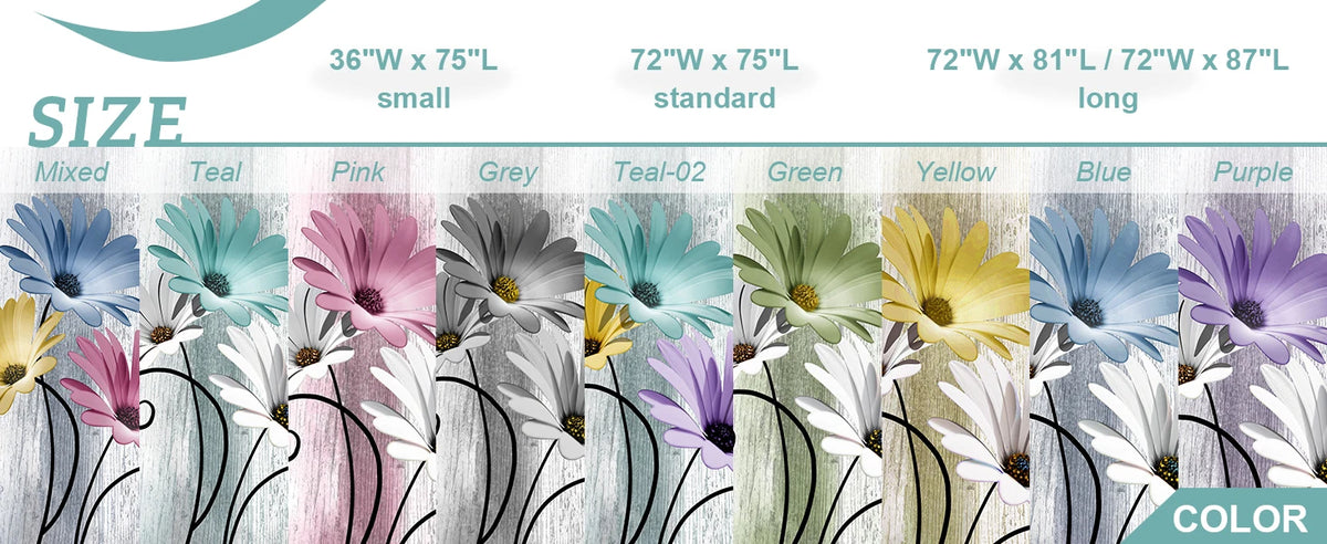 Hookless Shower Curtain Liner Set Teal Semi-Sheer Waterproof Washable 72x75 Inch Bathroom Decor