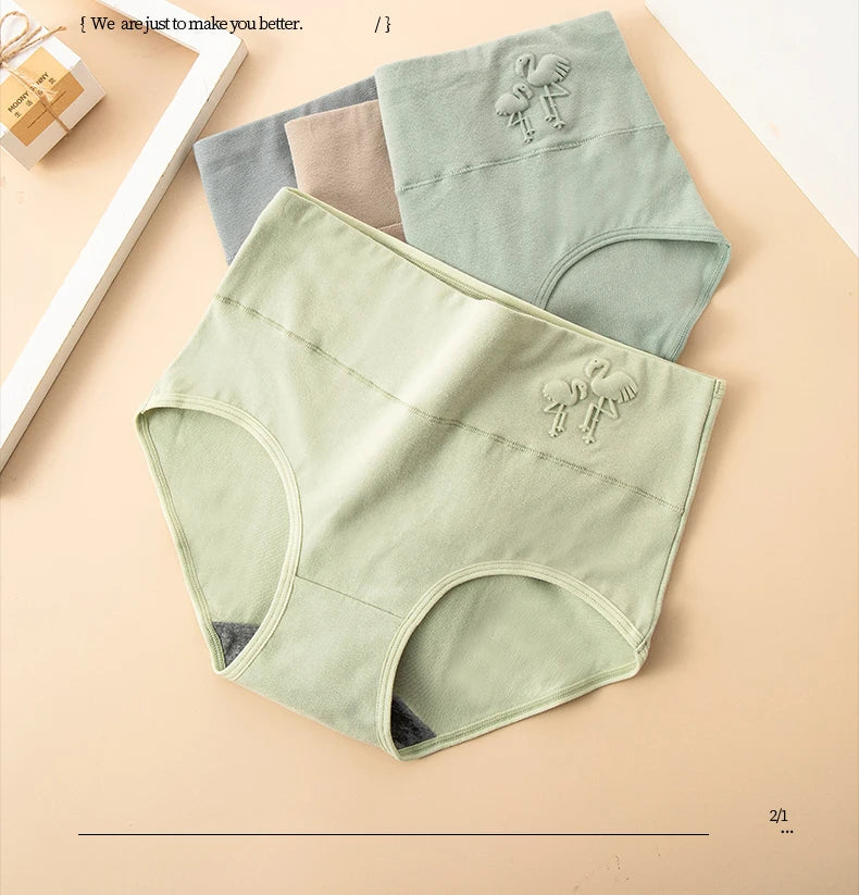 4Pcs/Set Plus Size Women Panties High Waist Body Shaper Underwear Soft Cotton Briefs Grils Panty Sexy Underpants Female Lingerie