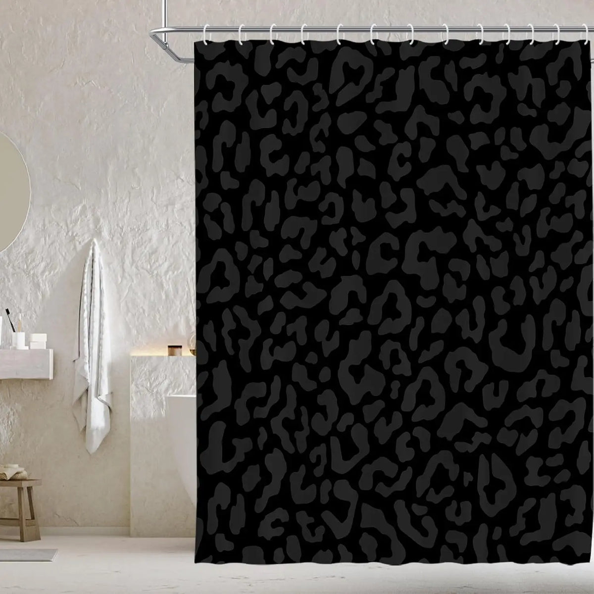 Brown Leopard Shower Curtain Cheetah Animal Print Blackout Polyester Machine Washable Hooks 72x72 Modern Bathroom Decor