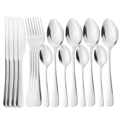 Blue Dinnerware Stainless Steel Tableware Fork Spoon Knife Dinner Set Kitchen Black Cutlery Set Silverware 16Pcs
