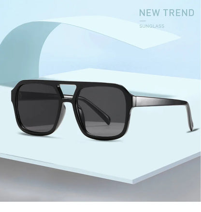 Retro Square Sunglasses Women Men 2025 New Trends Double Beam Yellow Big Sun Glasses Female Oversized Eyewear Shades UV400