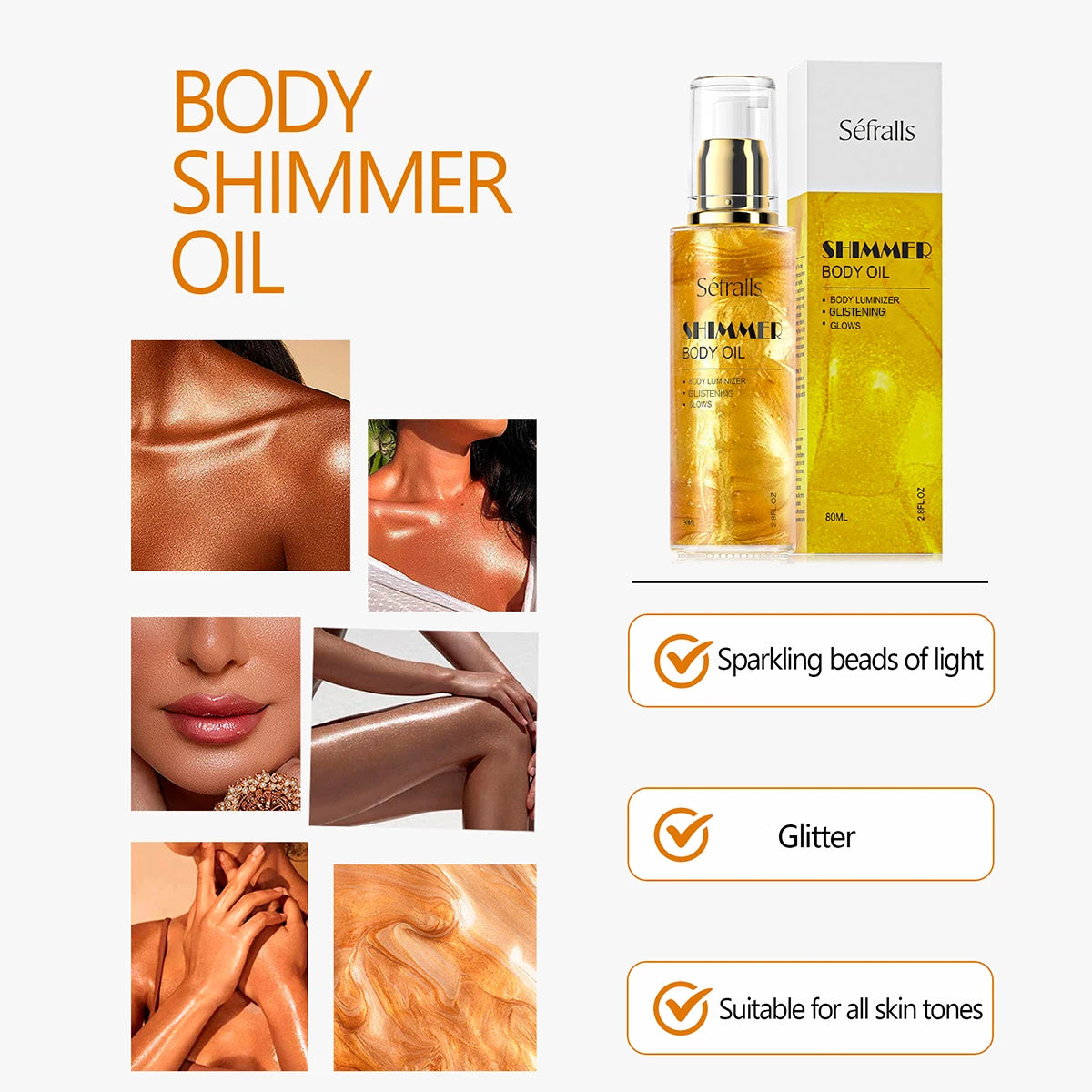 Séfralls Party Glow Body Oil 80ML 3PCS All-Over Radiance Fragrance