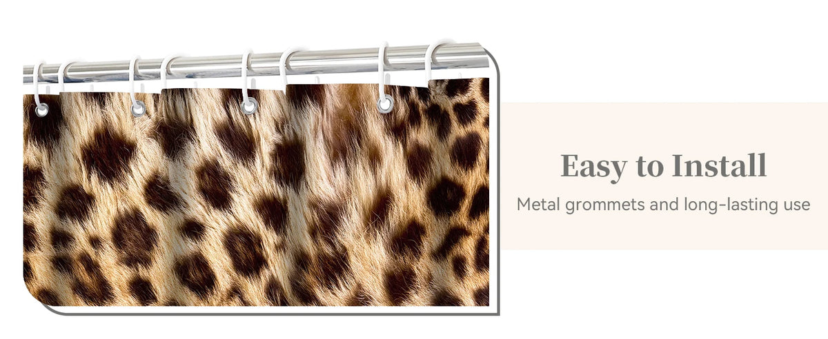 Brown Leopard Shower Curtain Cheetah Animal Print Blackout Polyester Machine Washable Hooks 72x72 Modern Bathroom Decor