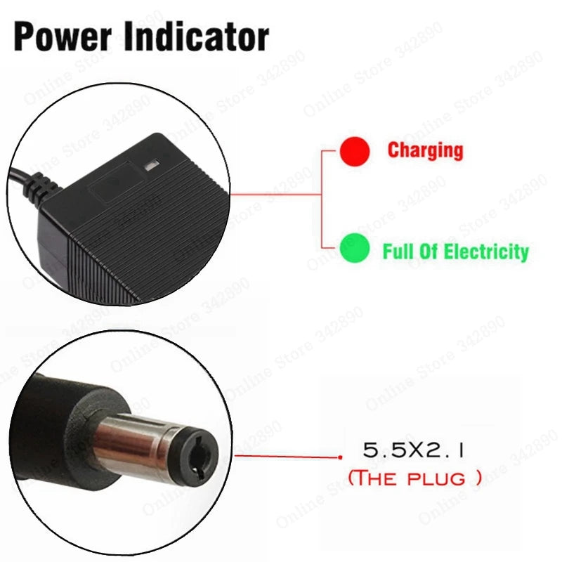 36V Lithium Battery Charger – 42V 2A Fast Charge