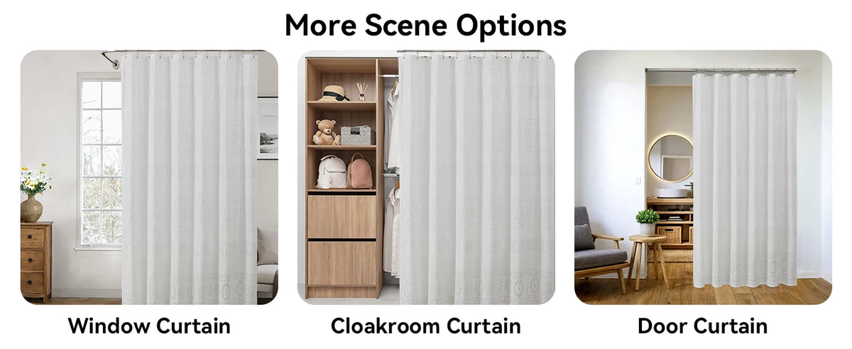 White Boho Farmhouse Modern Shower Curtain Set Waterproof Polyester Neutral Textured 72Wx72L Inches 12 Plastic Hooks