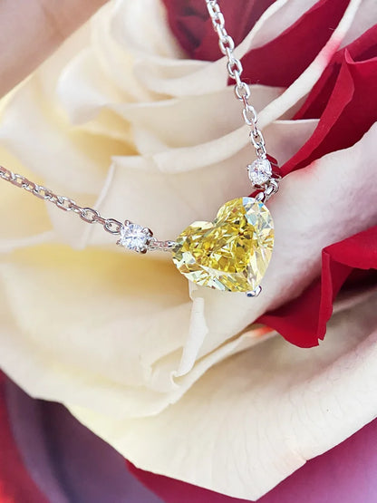 Shinning Heart cut Lab Diamond Pendant 100% Real 925 Sterling Silver Wedding Pendants Necklace For Women Bridal Choker Jewelry