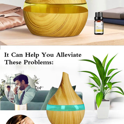 300ml Humidifier Electric Aroma Air Diffuser Wood Ultrasonic Air Humidifier Essential Oil Aromatherapy Cool Mist Maker For Home