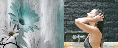Hookless Shower Curtain Liner Set Teal Semi-Sheer Waterproof Washable 72x75 Inch Bathroom Decor