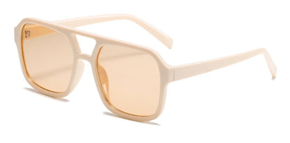 Retro Square Sunglasses Women Men 2025 New Trends Double Beam Yellow Big Sun Glasses Female Oversized Eyewear Shades UV400