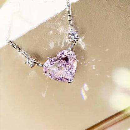 Shinning Heart cut Lab Diamond Pendant 100% Real 925 Sterling Silver Wedding Pendants Necklace For Women Bridal Choker Jewelry