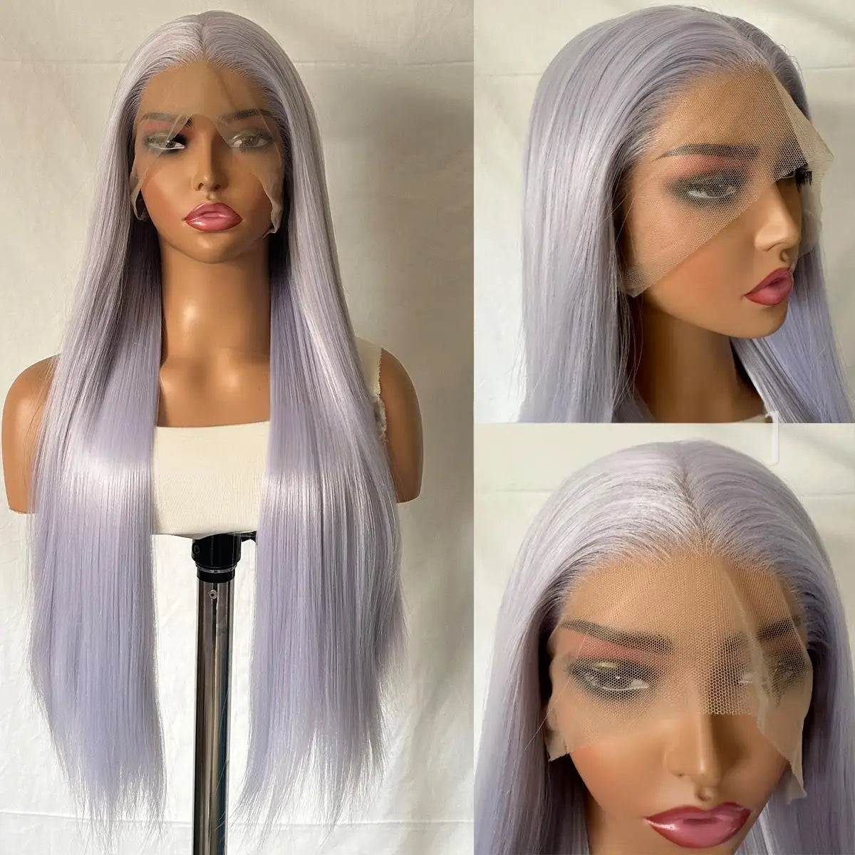 FX-HA07 Premium Blend Hair Wig Long Straight Black High Quality Invisible Transparent 13*4 Lace Frontal Wig Lace Front Wigs