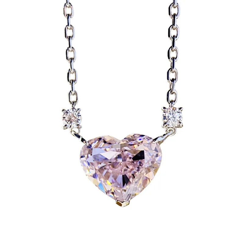 Shinning Heart cut Lab Diamond Pendant 100% Real 925 Sterling Silver Wedding Pendants Necklace For Women Bridal Choker Jewelry