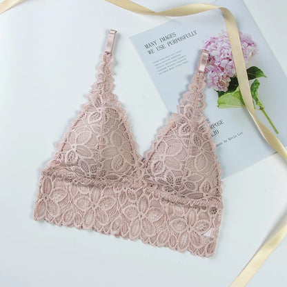 Seamless Lace Bra & Panty Sets Backless Ultrathin Bralette Sexy Padded Lingerie for Women Comfortable Intimates