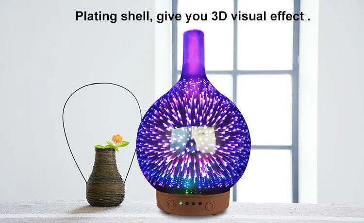 3D Creative Glass Essential Oil Diffuser with 200ml Capacity Aroma Mist Humidifier for Hotels US Plug