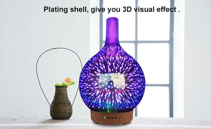 3D Creative Glass Essential Oil Diffuser with 200ml Capacity Aroma Mist Humidifier for Hotels US Plug