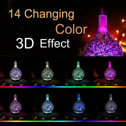 3D Creative Glass Essential Oil Diffuser with 200ml Capacity Aroma Mist Humidifier for Hotels US Plug