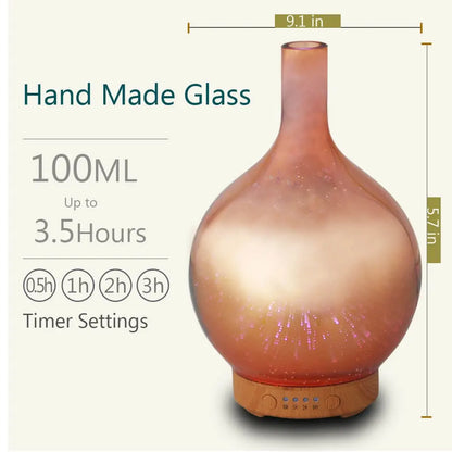3D Creative Glass Essential Oil Diffuser with 200ml Capacity Aroma Mist Humidifier for Hotels US Plug