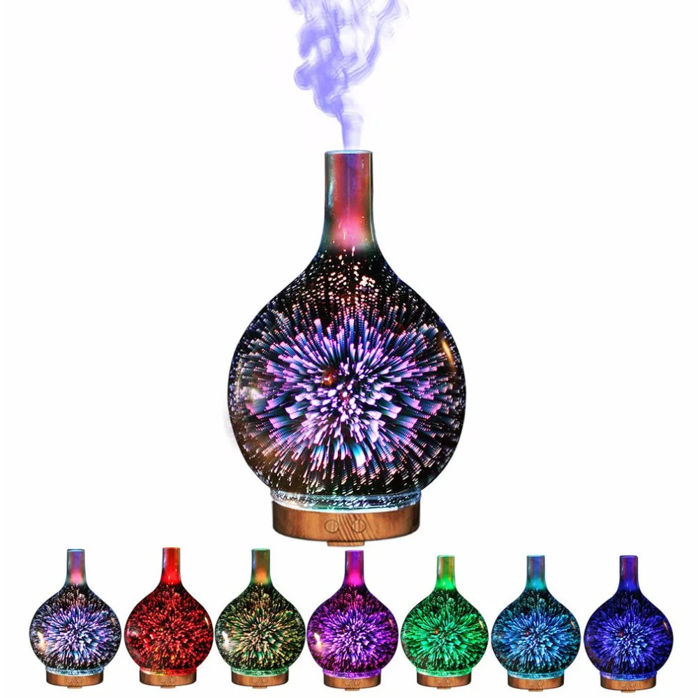 3D Creative Glass Essential Oil Diffuser with 200ml Capacity Aroma Mist Humidifier for Hotels US Plug