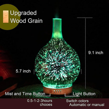 3D Creative Glass Essential Oil Diffuser with 200ml Capacity Aroma Mist Humidifier for Hotels US Plug