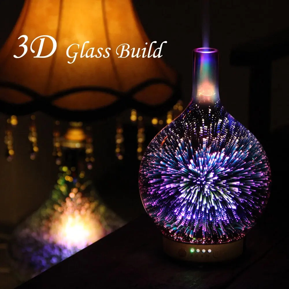 3D Creative Glass Essential Oil Diffuser with 200ml Capacity Aroma Mist Humidifier for Hotels US Plug