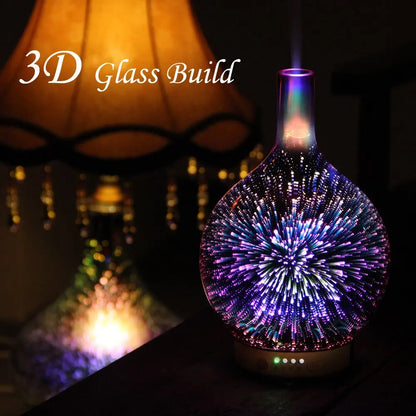 3D Creative Glass Essential Oil Diffuser with 200ml Capacity Aroma Mist Humidifier for Hotels US Plug