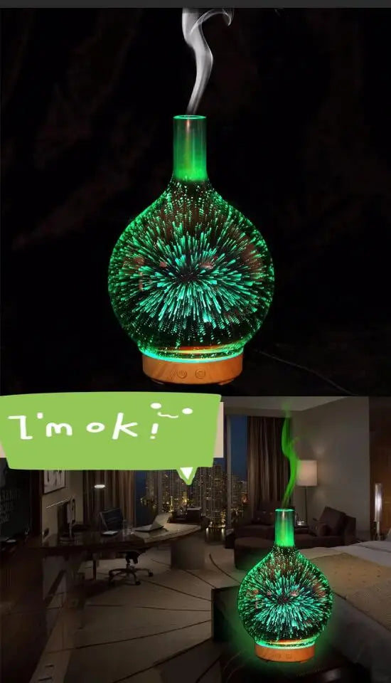 3D Creative Glass Essential Oil Diffuser with 200ml Capacity Aroma Mist Humidifier for Hotels US Plug