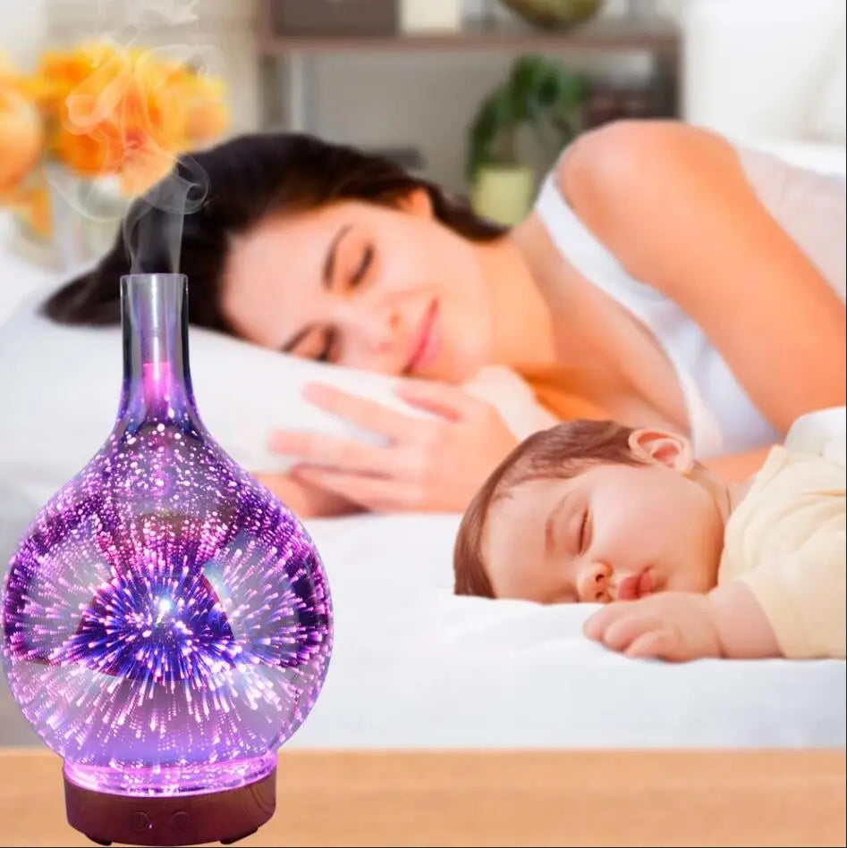 3D Creative Glass Essential Oil Diffuser with 200ml Capacity Aroma Mist Humidifier for Hotels US Plug