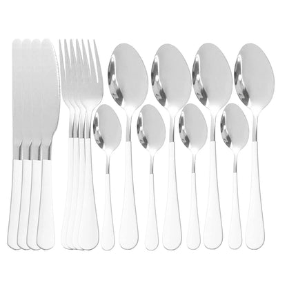 Blue Dinnerware Stainless Steel Tableware Fork Spoon Knife Dinner Set Kitchen Black Cutlery Set Silverware 16Pcs