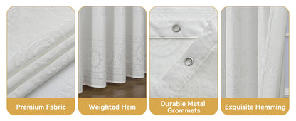 White Boho Farmhouse Modern Shower Curtain Set Waterproof Polyester Neutral Textured 72Wx72L Inches 12 Plastic Hooks