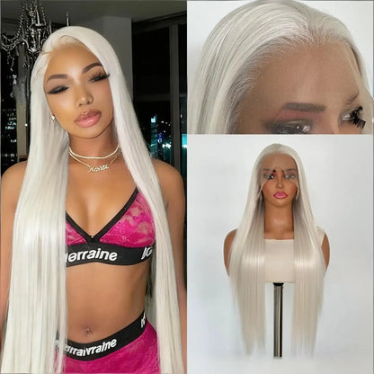 FX-HA07 Premium Blend Hair Wig Long Straight Black High Quality Invisible Transparent 13*4 Lace Frontal Wig Lace Front Wigs