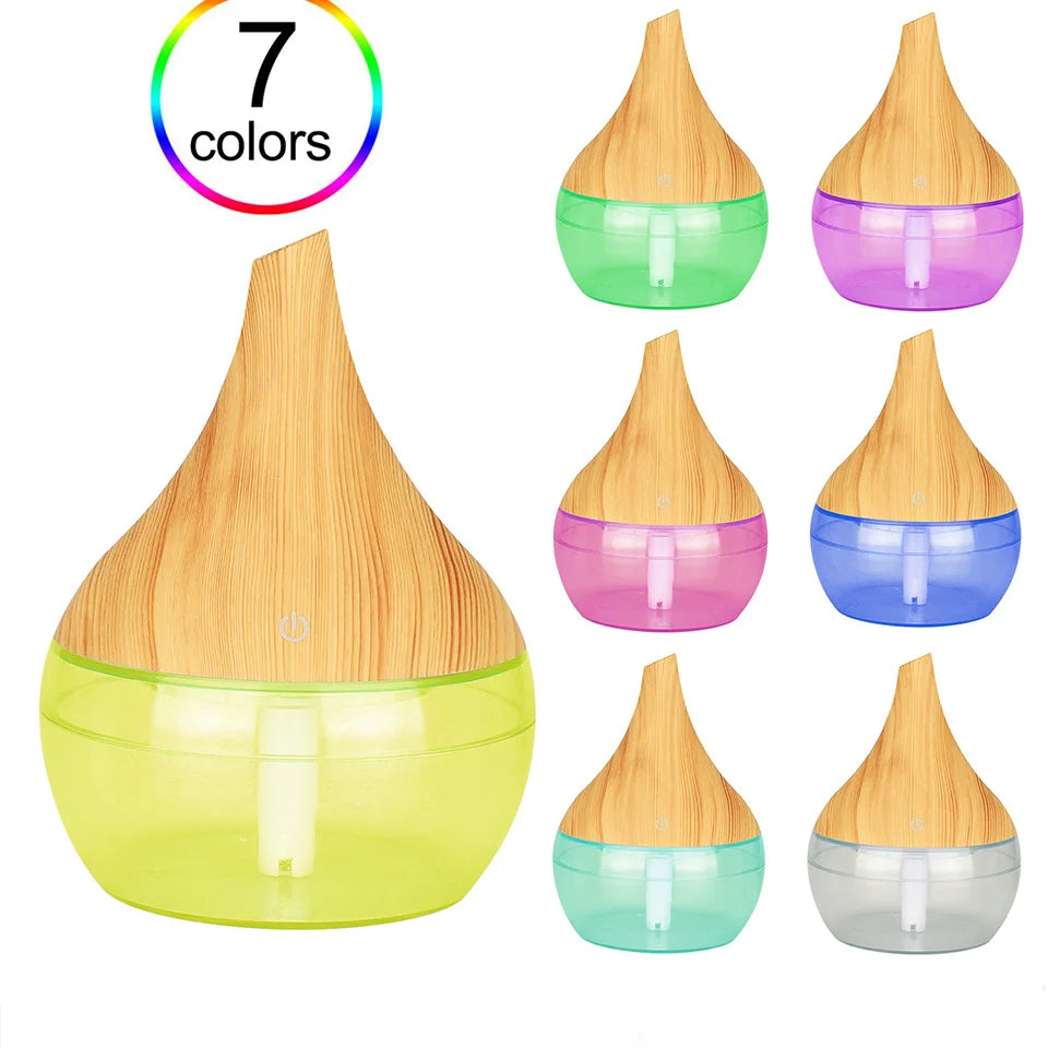 300ml Humidifier Electric Aroma Air Diffuser Wood Ultrasonic Air Humidifier Essential Oil Aromatherapy Cool Mist Maker For Home