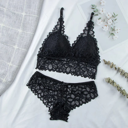 Seamless Lace Bra & Panty Sets Backless Ultrathin Bralette Sexy Padded Lingerie for Women Comfortable Intimates