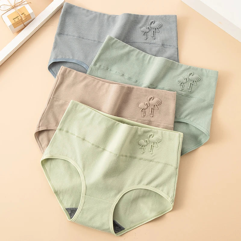 4Pcs/Set Plus Size Women Panties High Waist Body Shaper Underwear Soft Cotton Briefs Grils Panty Sexy Underpants Female Lingerie
