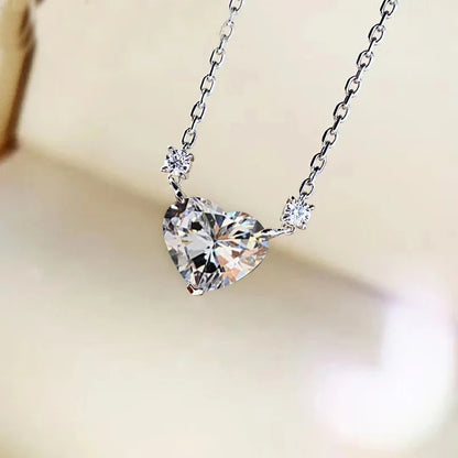 Shinning Heart cut Lab Diamond Pendant 100% Real 925 Sterling Silver Wedding Pendants Necklace For Women Bridal Choker Jewelry