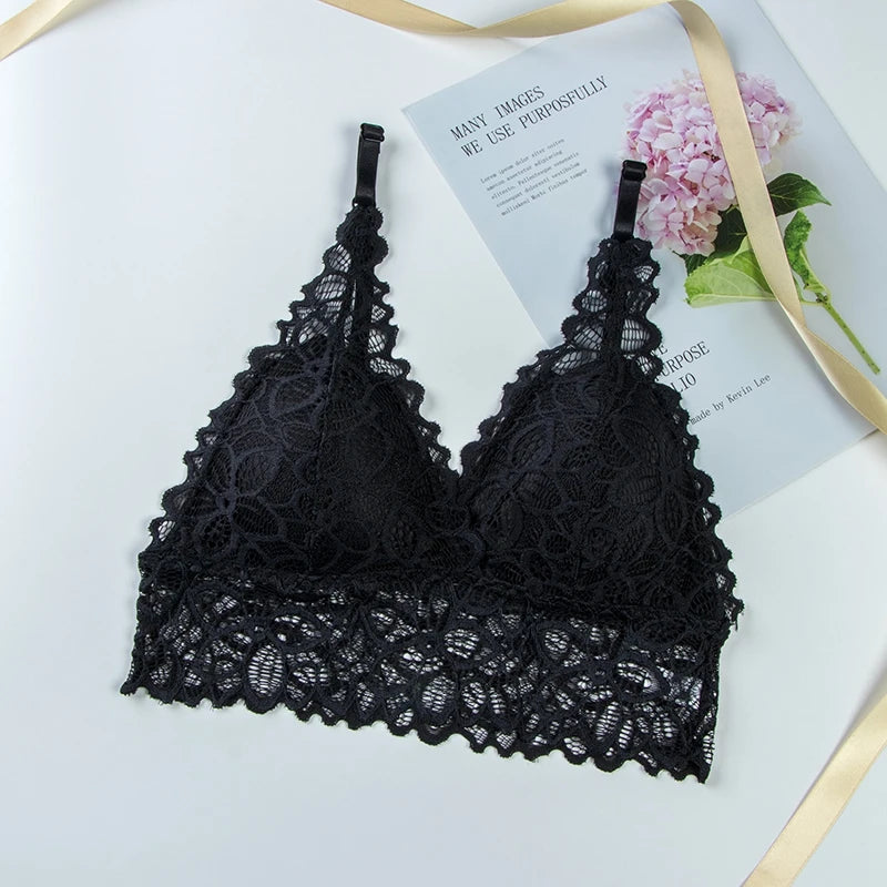 Seamless Lace Bra & Panty Sets Backless Ultrathin Bralette Sexy Padded Lingerie for Women Comfortable Intimates