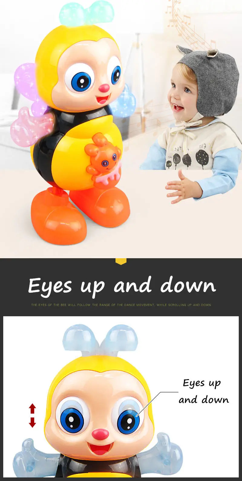 Kawaii Dancing Bee Toys Musical Interactive Bees With Lights And Music Educational Cartoon Toys For Adults Music Toy Gifts