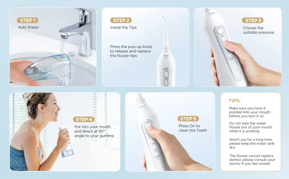 Fairywill Electric Sonic Toothbrush &amp; Water Flosser USB Charge Waterproof 5 Modes 3 Brush Heads Toothbrushes Teeth Cleaner