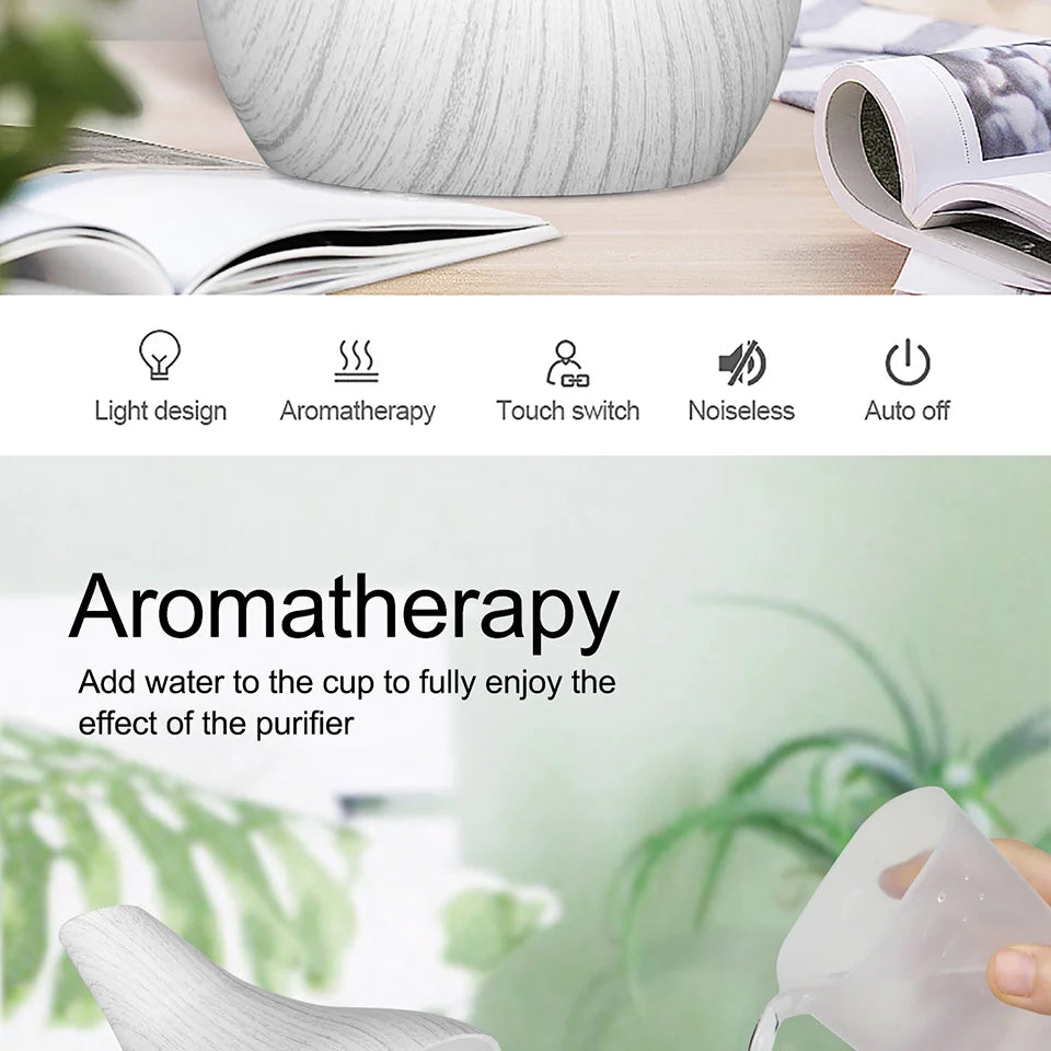 300ml Humidifier Electric Aroma Air Diffuser Wood Ultrasonic Air Humidifier Essential Oil Aromatherapy Cool Mist Maker For Home