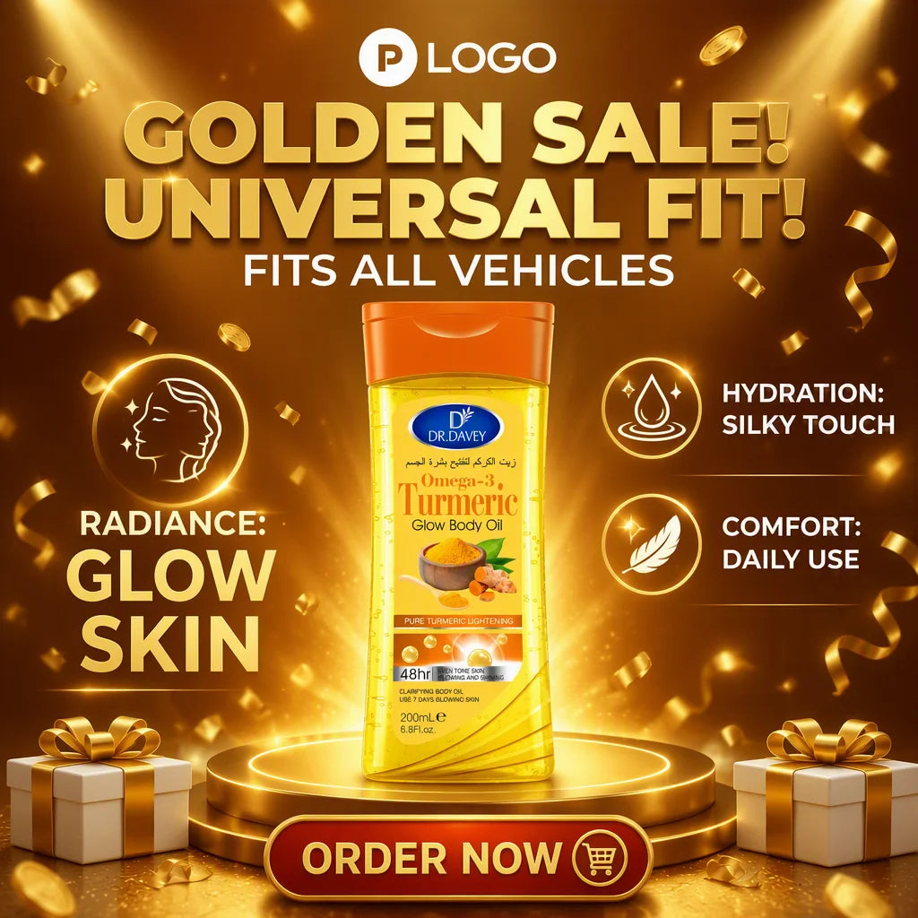 DR.DAVEY Omega-3 Turmeric Glow Body Oil Brightening Repair 48H Moisture USA Warehouse Ready Stock 200ml+200ml One Set