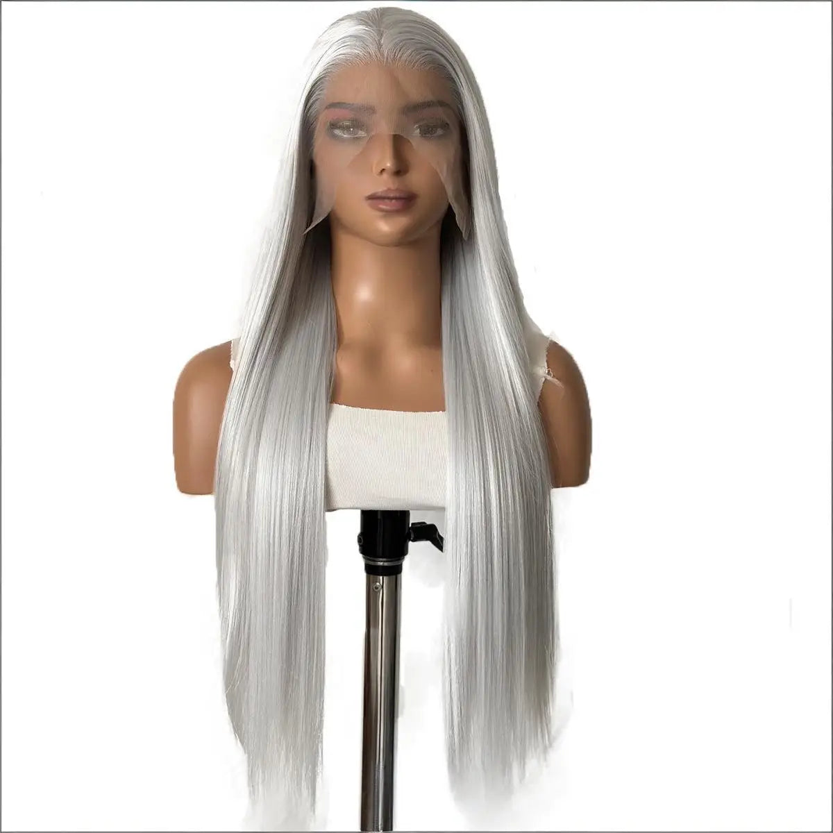 FX-HA07 Premium Blend Hair Wig Long Straight Black High Quality Invisible Transparent 13*4 Lace Frontal Wig Lace Front Wigs