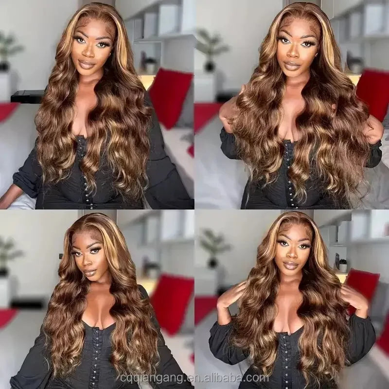 KEMY HAIR Synthetic Lace Front Wig13*4 Hd Heat Resistant Hair Highlight Blend Wig Loose Wave Pre Plucked Wigs for Black Women