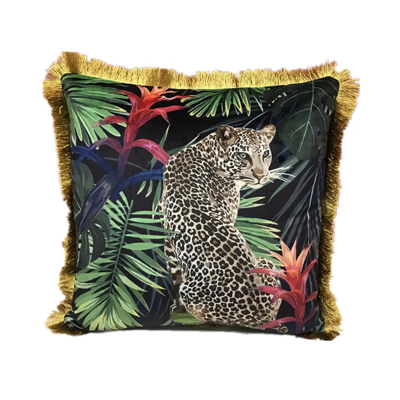 Modern Nordic Style Square Velvet Pillow Covers Soft Polyester Filled Removable Washable Woven Animal/Solid Pattern Decor