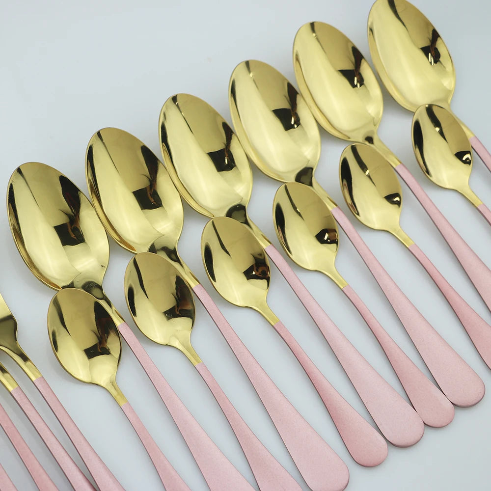 Blue Dinnerware Stainless Steel Tableware Fork Spoon Knife Dinner Set Kitchen Black Cutlery Set Silverware 16Pcs