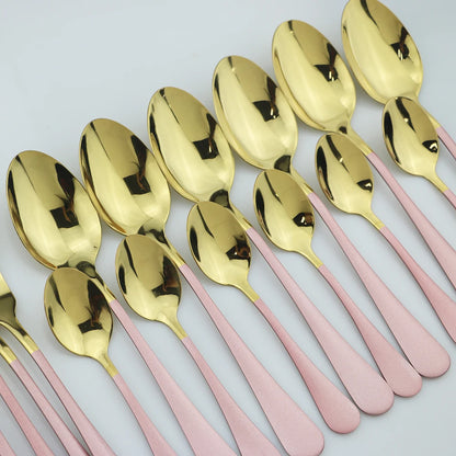 Blue Dinnerware Stainless Steel Tableware Fork Spoon Knife Dinner Set Kitchen Black Cutlery Set Silverware 16Pcs