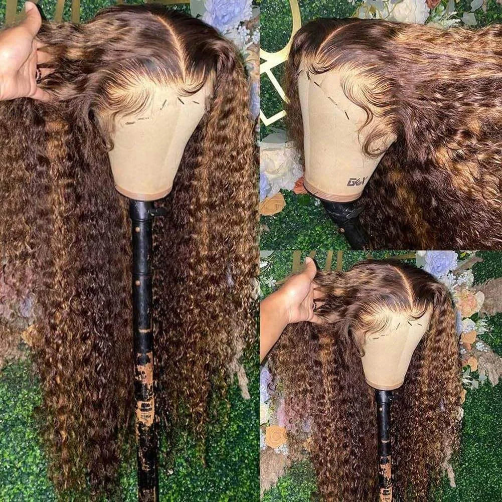 Wholesale 13x4 HD Transparent Lace Frontal Wig Deep Water Wave Synthetic Wigs for Black Women Heat Resistant Brazilian Style